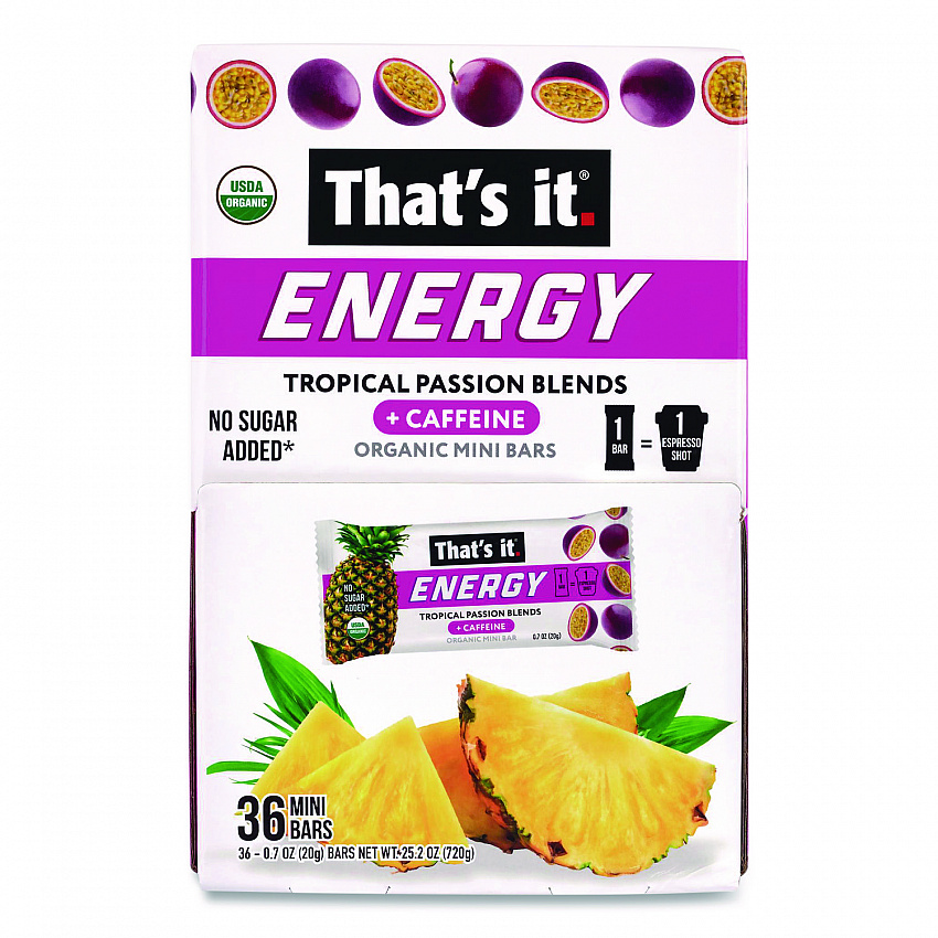 Organic Energy Bars, Tropical Passion Blend, 0.7 oz Bar, 36/Box (22002519)