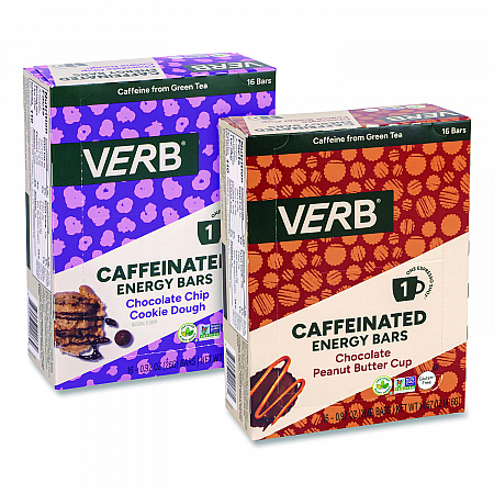 Caffeinated Energy Bar, Chocolate Peanut Butter Cup and Chocolate Chip Cookie Dough, 0.92  oz Bar, 32/Box (60004178)