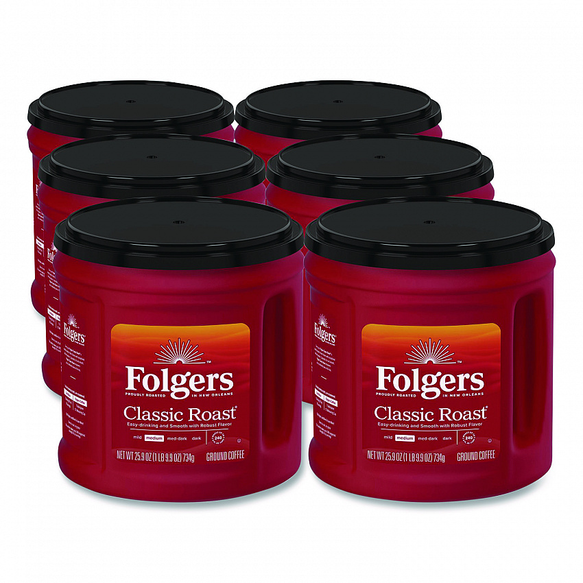 Coffee, Classic Roast, Ground, 25.9 oz Canister, 6/Carton (20421CT)