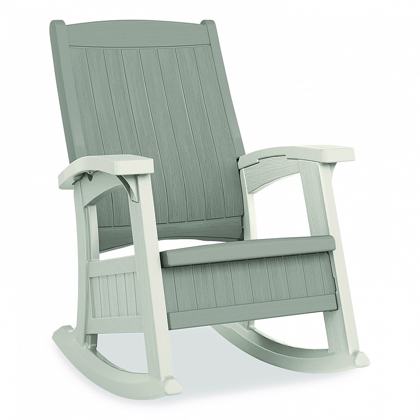 Rocking Chair with Storage, Supports Up to 375 lb, 17.25" Seat Height, 29.75" x 35" x 40.5", Dove Gray/Ice Cube (BMRC1020)