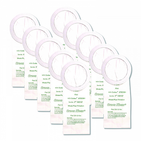 Replacement Vacuum Bags, Fits NSS Outlaw/ProTeam QuarterVac/Sandia/Sanitaire, 10/Pack (QVACP)
