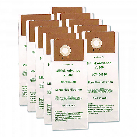 Replacement Vacuum Bags, Fits Advance VU500, 10/Pack (VU500P)