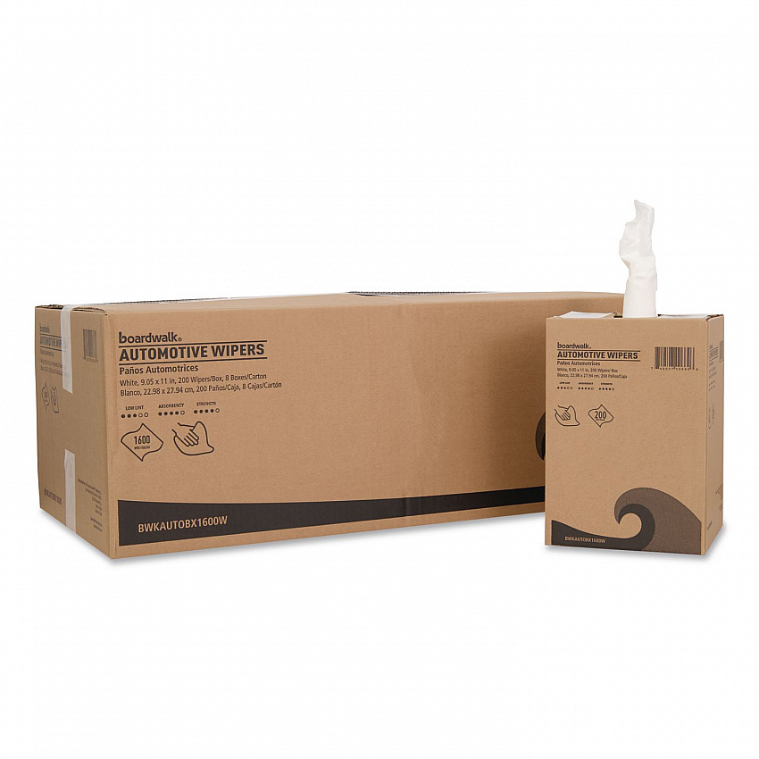 Automotive Shop Towels, 10.63 x 20.47, Unscented, White, 200/Box, 8 Boxes/Carton (AUTOBX1600W)