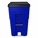 Square Brute Rollout Container, 95 gal, Resin, Blue (9W2273BLU)