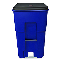 Square Brute Rollout Container, 95 gal, Resin, Blue (9W2273BLU)