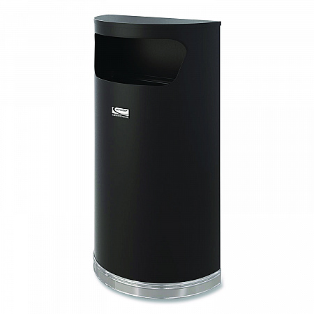 Half Round Metal Trash Can, 9 gal, Steel, Black (MTCRES901BK)