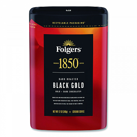 Black Gold Roast Ground Coffee, 12 oz Canister (12722EA)