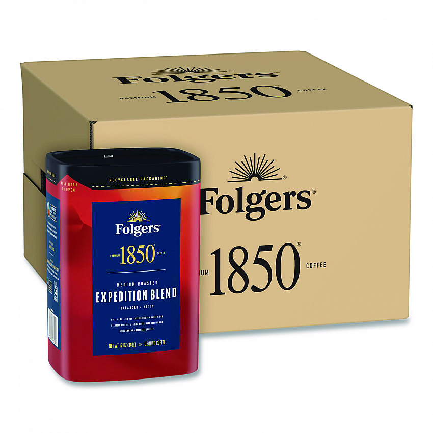 Expedition Blend Roast Ground Coffee, 12 oz Canister, 6/Carton (93312)