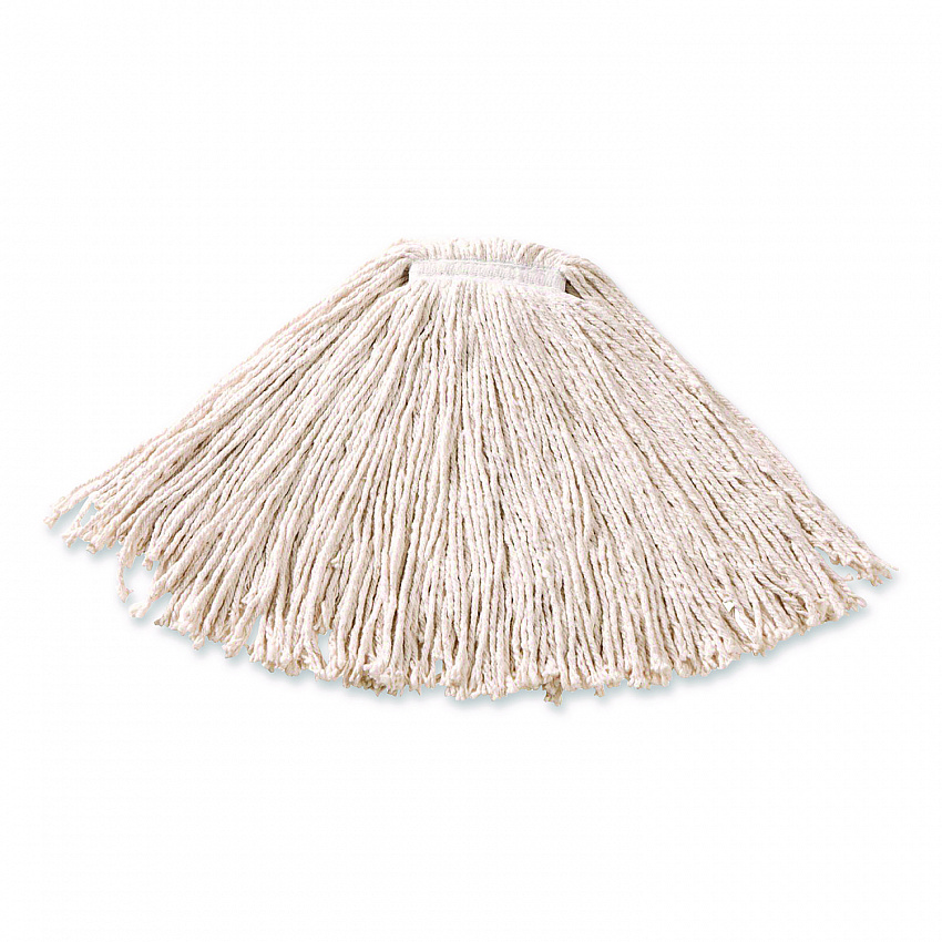 Non-Launderable Premium Cut-End Cotton Wet Mop Head, 16 oz, White, 1" White Band, 12/Carton (F11612)