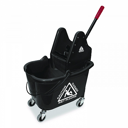 Premier Downpress Mop Bucket and Wringer, 32 to 35 qt, Black (96998)