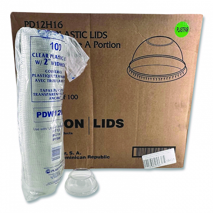 PET Lids, Fits 5 oz and 8 oz Sundae Cup, 100/Sleeve, 10/Sleeves/Carton (18431)