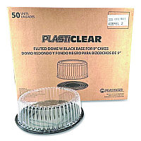 Bakery Containers, 9" Cake Container, 11.2" Diameter x 3.5" h, Black/Clear, 50/Carton (18244)