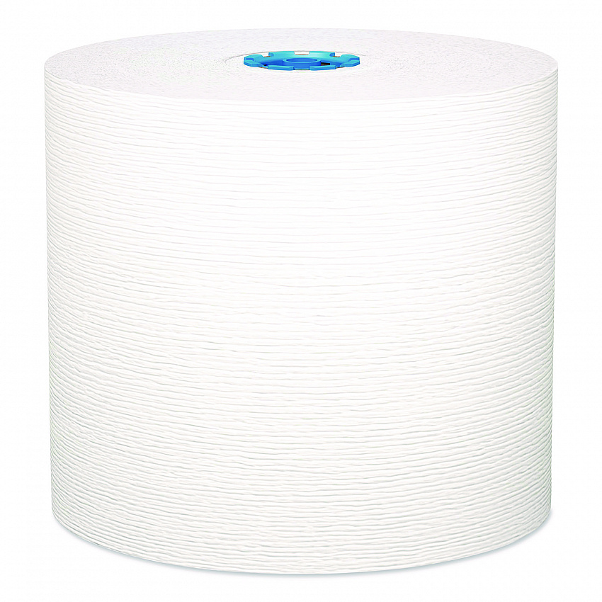 Hard Roll Paper Towels with Premium Absorbency Pockets with Colored Core, Blue Core, 1-Ply, 7.5" x 700 ft, White, 6 Rolls/CT (25637)