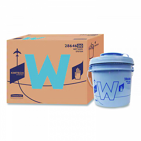 W Aviation Wet Wipe System Bucket, 1 gal, Blue/Gray, 4/Carton (28646)