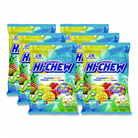 Fruit Chews, Tropical, Peg Bag 3.53 oz, 6/Carton (00434)