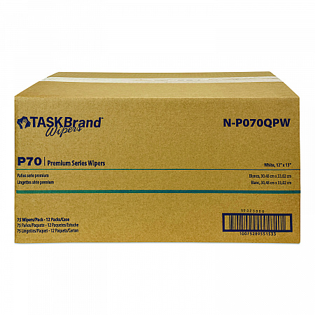 TASKBrand P70 Series Premium Wiper, 11 x 13, Unscented, 75/Pack, 12 Packs/Carton (NP070QPW)