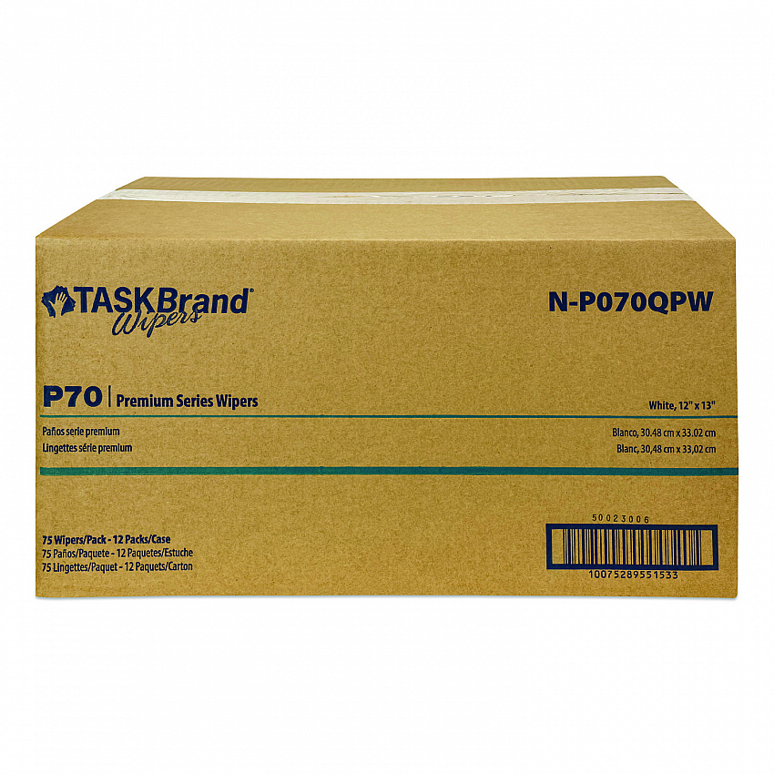TASKBrand P70 Series Premium Wiper, 11 x 13, Unscented, 75/Pack, 12 Packs/Carton (NP070QPW)