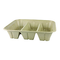 Fiber Catering Pans, 3 Compartments, 10.3 x 2.8 x 12.8, Paper, Natural, 200/Carton (CASC104TLLF)