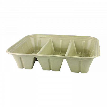 Fiber Catering Pans, 3 Compartments, 10.3 x 2.8 x 12.8, Paper, Natural, 200/Carton (CASC104TLLF)
