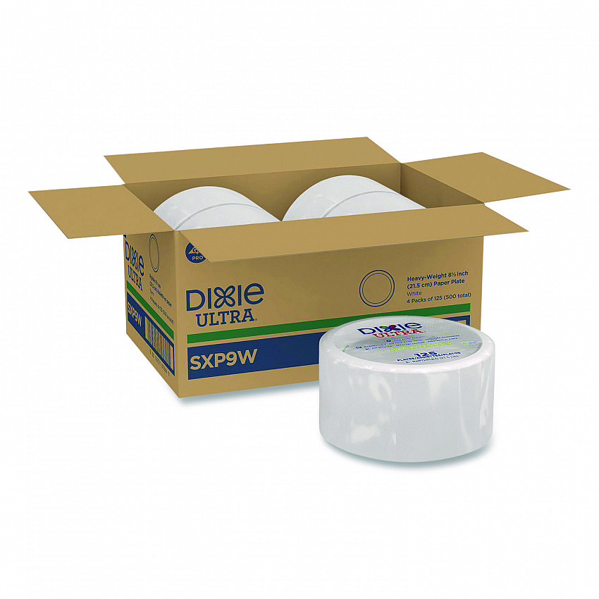 Heavy-Weight Paper Plates, 8.5" dia, 125/Pack, 4 Packs/Carton (SXP9W)