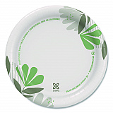 Pathways Soak-Proof Shield Mediumweight Paper Plates, WiseSize, 6.87" dia, Green/Burgundy, 125/Pack (UX7WSPK)