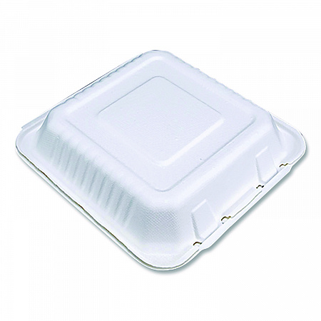 ChampWare Molded-Fiber Clamshell Containers, 9 x 9 x 3, White, 100/Sleeve, 2 Sleeves/Carton (18935WPF)