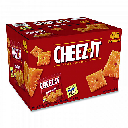 Cheez-it Crackers, Original, 1.5 oz Pack, 45 Packs/Carton (827553)