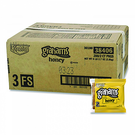 Honey Grahams Crackers, 0.49 oz Bag, 200/Carton (802690)