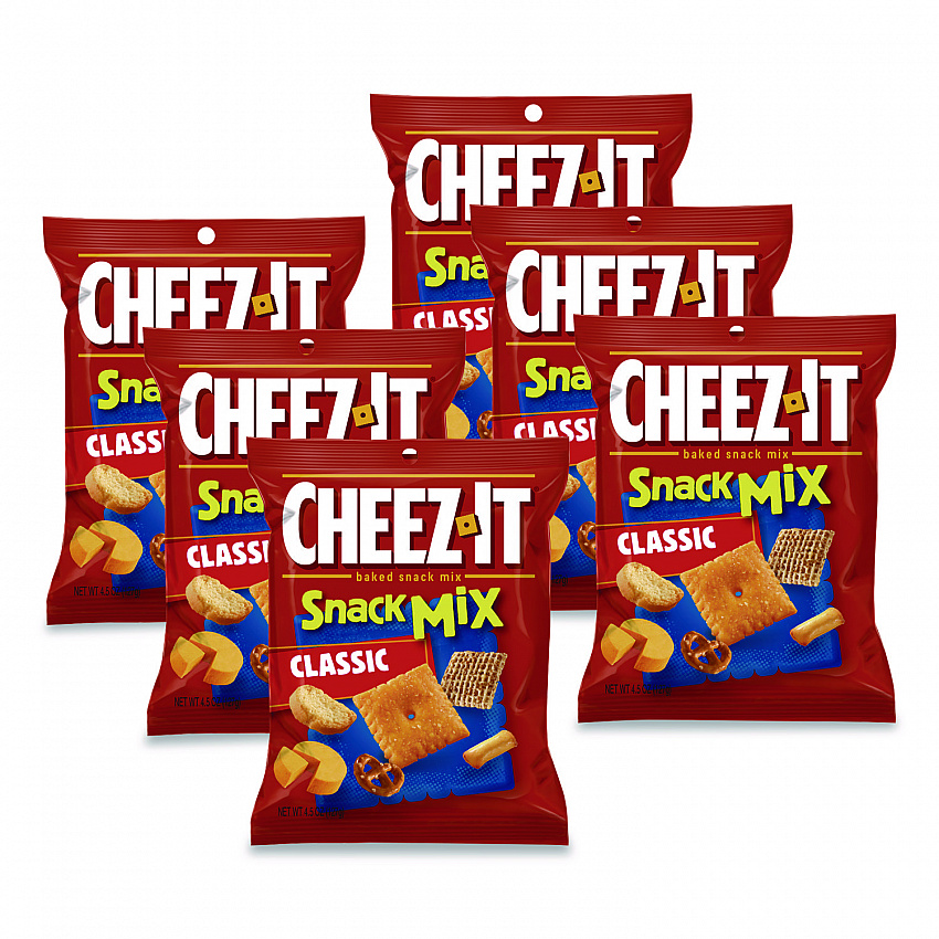 Cheez-it Baked Snack Mix, Classic Cheese, 4.5 oz Bag, 6/Pack (57715)