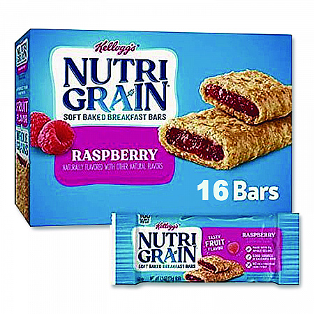 Nutri-Grain Soft Baked Breakfast Bars, Raspberry, Indv Wrapped 1.3 oz Bar, 16/Box (35845)