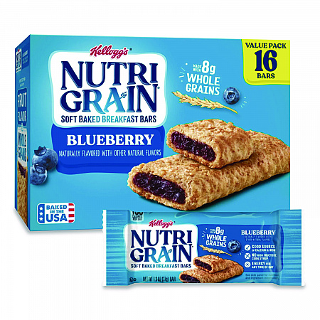 Nutri-Grain Soft Baked Breakfast Bars, Blueberry, Indv Wrapped 1.3 oz Bar, 16/Box (35745)