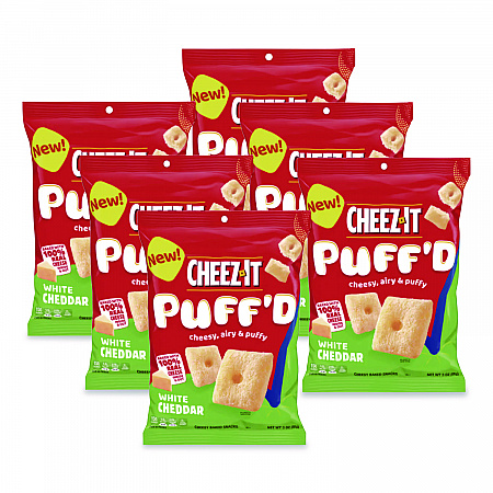 Puff'd Crackers, White Cheddar, 3 oz Bag, 6/Carton (00024)