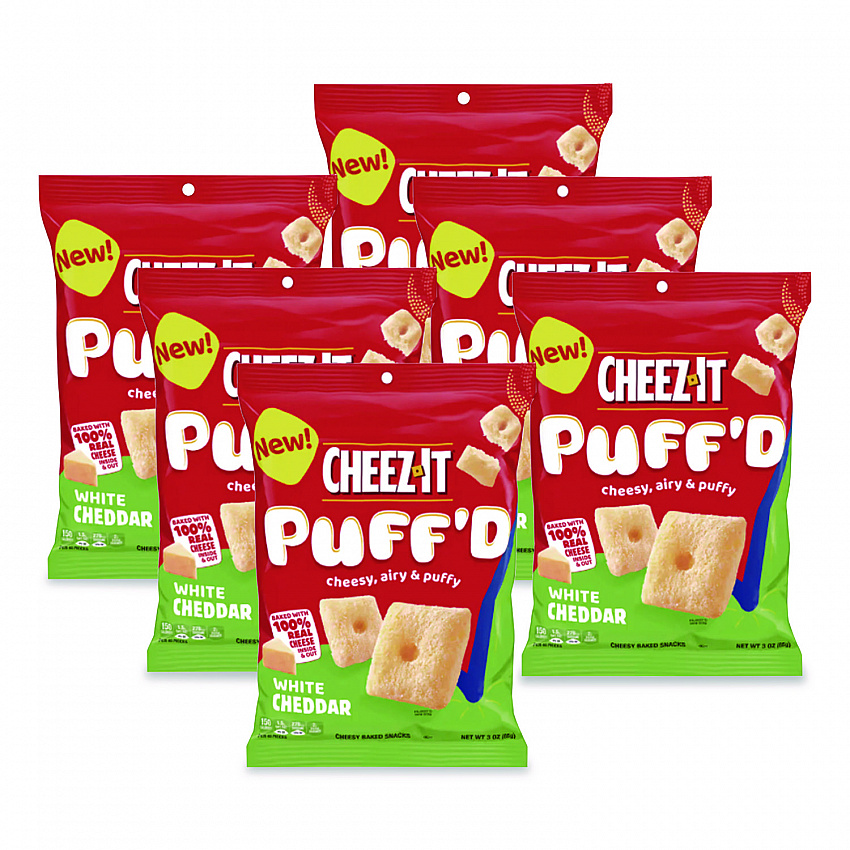 Puff'd Crackers, White Cheddar, 3 oz Bag, 6/Carton (00024)