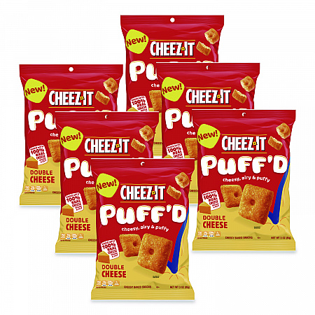 Puff'd Crackers, Double Cheese, 3 oz Bag, 6/Carton (00022)