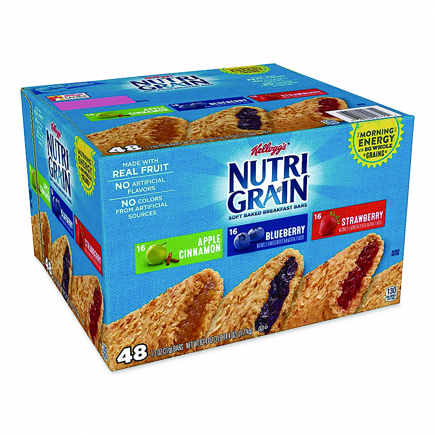 Nutri-Grain Soft Baked Breakfast Bars, Assorted, 1.3 oz Bar, 48/Carton (22000508)