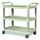 Xtra Utility Cart with Open Sides, Plastic, 3 Shelves, 300 lb Capacity, 40.63" x 20" x 37.81", Off-White (409100CM)