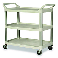 Xtra Utility Cart with Open Sides, Plastic, 3 Shelves, 300 lb Capacity, 40.63" x 20" x 37.81", Off-White (409100CM)