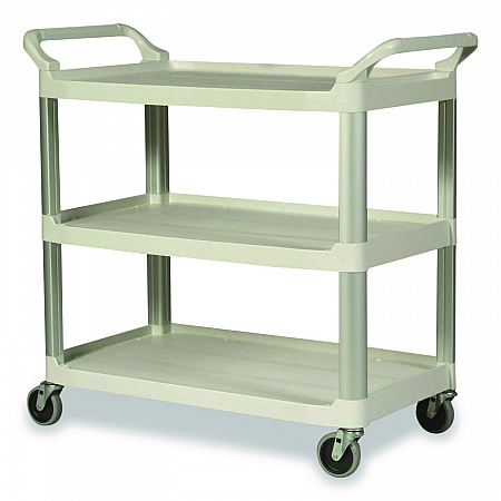 Xtra Utility Cart with Open Sides, Plastic, 3 Shelves, 300 lb Capacity, 40.63