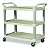 Xtra Utility Cart with Open Sides, Plastic, 3 Shelves, 300 lb Capacity, 40.63
