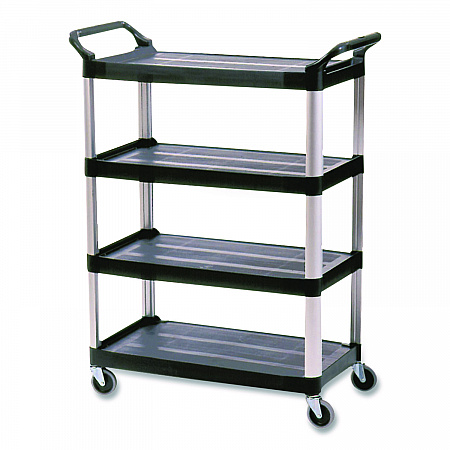 Xtra Utility Cart with Open Sides, Plastic, 4 Shelves, 400 lb Capacity, 40.63
