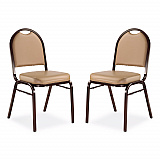 9200 Series Premium Upholstered Stack Chair, Vinyl, Supports 500 lb, 19" Seat Ht, French Beige Seat/Back, Mocha Base, 2/Pack (9201M2)