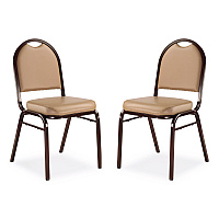 9200 Series Premium Upholstered Stack Chair, Vinyl, Supports 500 lb, 19" Seat Ht, French Beige Seat/Back, Mocha Base, 2/Pack (9201M2)