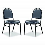 9200 Series Premium Upholstered Stack Chair, Vinyl, Supports 500 lb, 19" Seat Ht, Midnight Blue Seat/Back, Black Base,2/Pack (9204BT2)