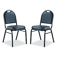 9200 Series Premium Upholstered Stack Chair, Vinyl, Supports 500 lb, 19" Seat Ht, Midnight Blue Seat/Back, Black Base,2/Pack (9204BT2)