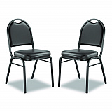 9200 Series Premium Upholstered Stack Chair, Vinyl, Supports Up to 500 lb, 19" Seat Height, Black Seat/Back, Black Base, 2/PK (9210BT2)