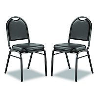 9200 Series Premium Upholstered Stack Chair, Vinyl, Supports Up to 500 lb, 19" Seat Height, Black Seat/Back, Black Base, 2/PK (9210BT2)