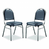 9200 Series Premium Upholstered Stack Chair, Vinyl, Supports 500 lb, 19" Seat Ht, Midnight Blue Seat/Back, Silver Base, 2/PK (9204SV2)