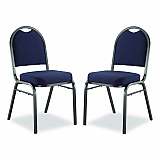 9200 Series Premium Upholstered Stack Chair, Fabric, Supports 500 lbs, 19" Seat Ht, Midnight Blue Seat/Back, Black Base, 2/Pk (9254BT2)