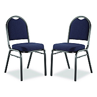 9200 Series Premium Upholstered Stack Chair, Fabric, Supports 500 lbs, 19" Seat Ht, Midnight Blue Seat/Back, Black Base, 2/Pk (9254BT2)