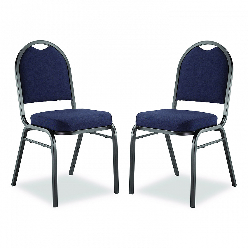 9200 Series Premium Upholstered Stack Chair, Fabric, Supports 500 lbs, 19" Seat Ht, Midnight Blue Seat/Back, Black Base, 2/Pk (9254BT2)